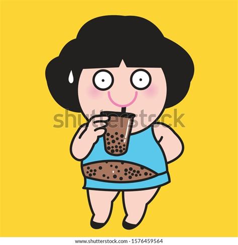 Funny Fat Girl Her Chocolate Bubble Stock Vector Royalty Free