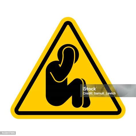 Attention Panic Sign No Scared Man Holding His Head Yellow Triangle