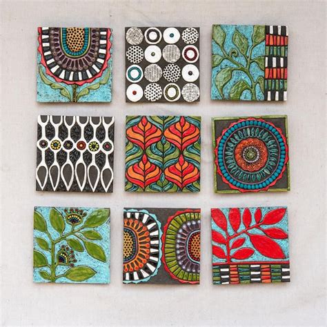 Mounted Handmade Tile One Select From 9 Patterns Ceramic Etsy