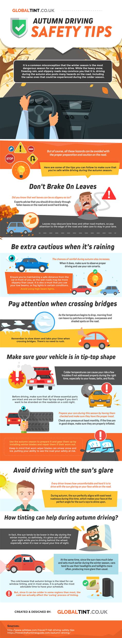 Autumn Driving Safety Tips Infographic Global Tint Uk