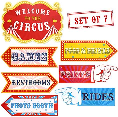 Circus Carnival Birthday Party Directional Signs Large Size 15 Circus