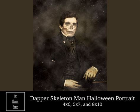 Vintage Halloween Portrait Spooky Victorian Skeleton Man Etsy