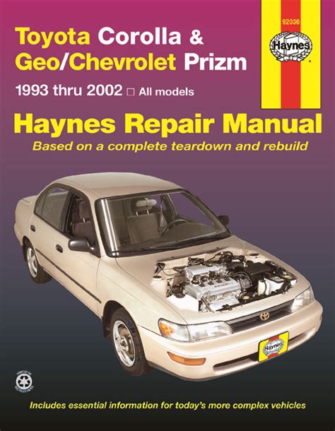 Toyota Corolla 1993 2002 Haynes Repair Manuals And Guides