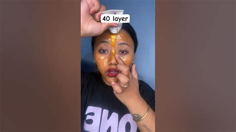 😱😱😳100 layer challenge peel off mask 😷😳😱💁🏻‍♀️ 100layerschallenge makeupshorts viralshort