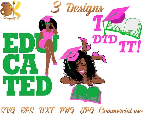 Black Woman Graduation Bundle Svg Afro Girl Bundle Educated Etsy