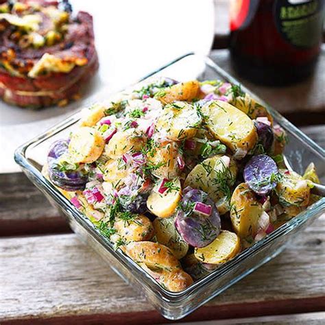 Easy Fingerling Potato Salad With Creamy Dill Dressing Recipe Yummly Recipe Potato Salad