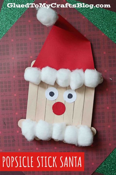 Cotton Ball And Popsicle Stick Santa