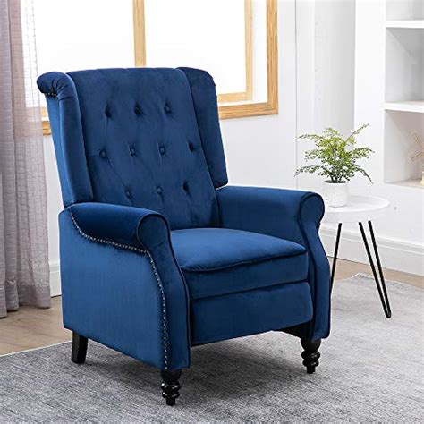 Homesailing Single Living Room Recliner Chair Navy Blue With Footrest