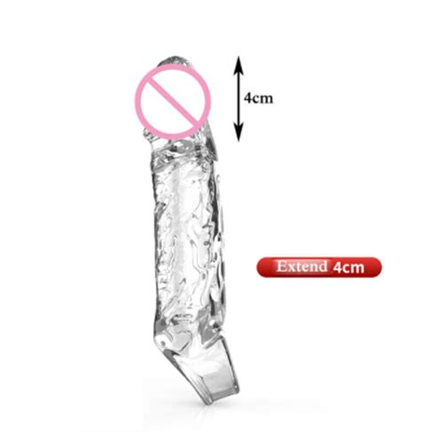 Men Condom Sheath Bigger Penis Extender Enlarger Girth Enhancer Realistic Sleeve Ebay