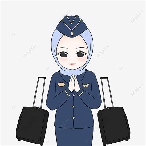Gambar Atendan Penerbangan Muslim Cute Memakai Hijab Watak Muslim Pramugari Perempuan Comel