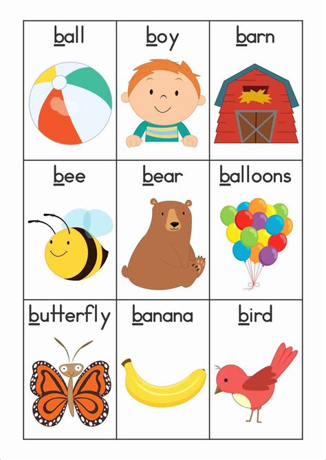 FREE Phonics Letter of the Week B. Vocabulary or word wall cards