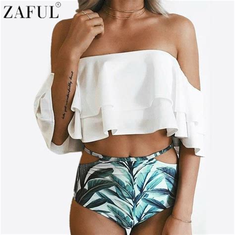 Zaful High Waist Swimsuit 2017 Sexy Bikinis Women Off The Shoulder