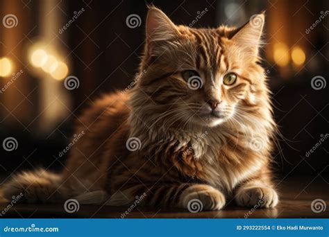 Graceful Feline An Elegant Orange Cat Sitting Stock Illustration