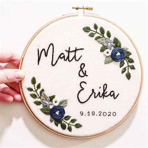 Digital Embroidery Pattern Custom Floral Name Wall Hanging Etsy