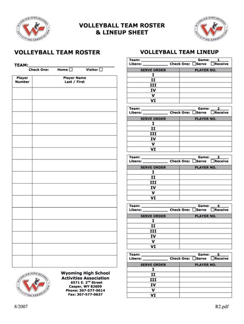 Volleyball Lineup Forms Fill Online Printable Fillable Blank