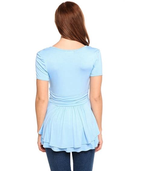 Womens Deep V Neck Short Sleeve Ruched Slimming T Shirt Blouse Top S