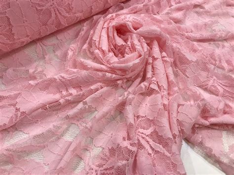 Pink Lace Fabric Light Pink Mesh Fabric Stretchy Pink Lace Etsy