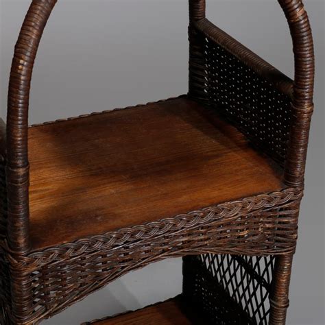 Antique Heywood Wakefield Oak And Wicker Plant Stand Circa 1890 At 1stdibs