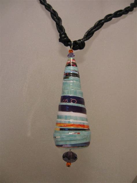 Paper Bead Necklace Recycled Magazine Paper Bead Jewelry