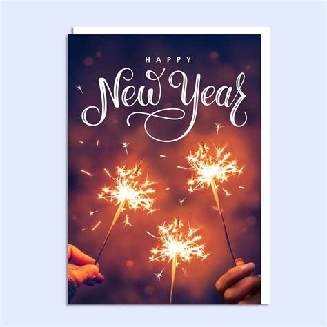 Happy New Year Sparkler Garlanna Greeting Cards