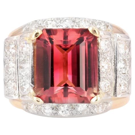 french 1950s 6 carats tourmaline diamonds 18 karat rose gold tank ring for sale at 1stdibs