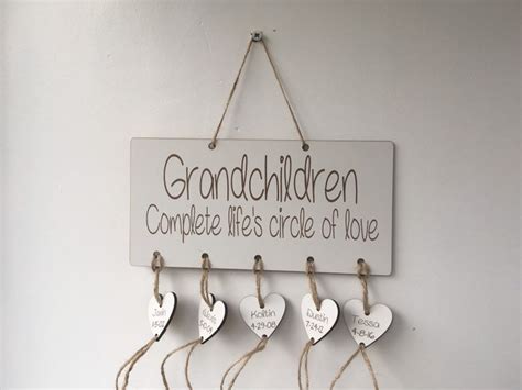 Personalised Wooden Grandchildren Sign Mothers Day Etsy
