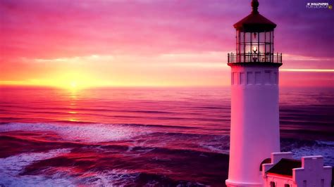 Lighthouse Maritime West Sun Sea For Desktop Wallpapers 1920x1080