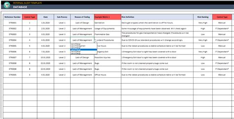 Internal Audit Excel Template Audit Checklist Report Format Tool