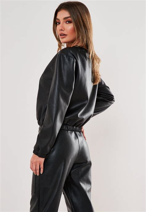 Premium Black Faux Leather Top | Missguided