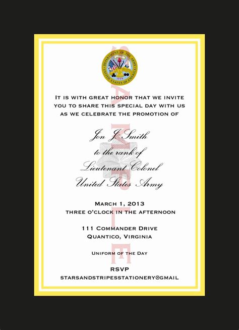 Army Promotion Ceremony Invitation Template Inspirational Pin By Hope