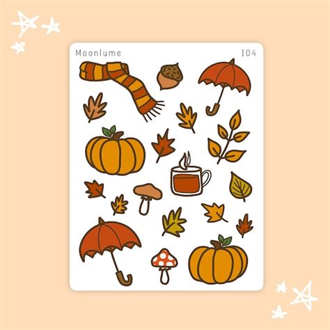 Autumn Stickers 19 Cute Autumnal Stickers Fall Stickers Etsy