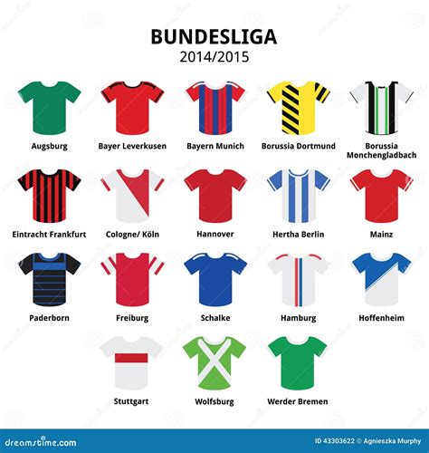 Bundesliga Jerseys 2014 - 2015,German Football League Icons Editorial