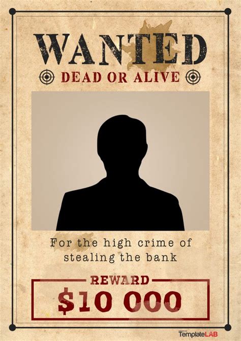 29 free wanted poster templates (fbi and old west) a wanted poster is distributed to let the public know of an alleged criminal who is wanted by the law. 29 FREE Wanted Poster Templates (FBI and Old West)