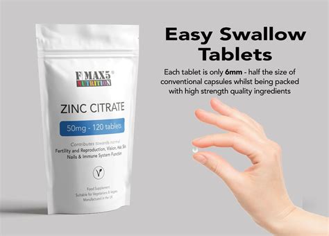 Zinc Citrate 50mg X 120 Tablets Sexual Health Acne Immune Skin Hair And Vision Ebay