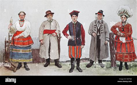 Fashion Clothes Folk Costumes In Poland Around The 19th Century