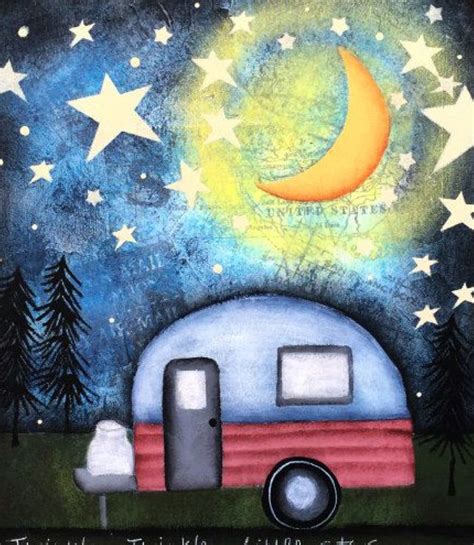 Camping Camper At Night Painted Rock Idea Painting Canvases Diy Canvas