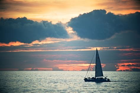 Boat Sailing On Sunset In Waikoloa Beach
