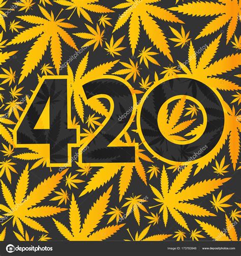 Or on the day of april 20th, and by extension, a way to identify. 420 symbol with yellow cannabis leaves. — Stock Vector ...