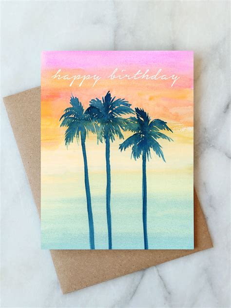Sunset Birthday Card — Abigail Jayne Design Watercolor Birthday Cards