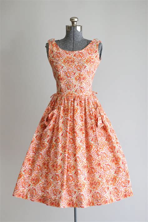 This 1950s Kathi Juniors Cotton Dress Features A Floral Print In The