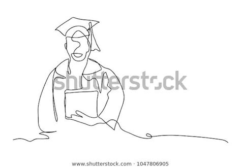 Vetor Stock De Continuous Line Drawing Graduation Students Graduation
