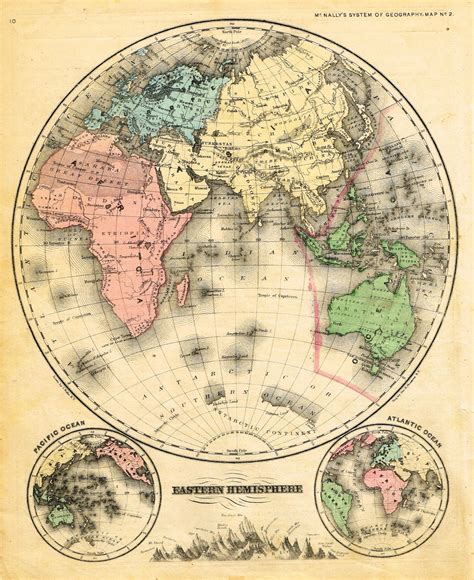 Mcnallys System Map Eastern Hemisphere Hand Colored Lithogrpah