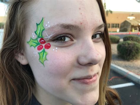 Pretty Christmas Holly Face Painting Face Paint Face Painting Designs Face Painting