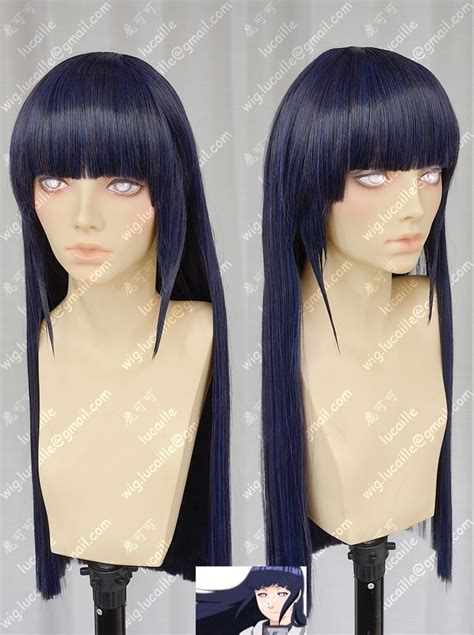 Anime Naruto Shippuden Hinata Hyuga Cosplay Wig Blue Black Mixed Color