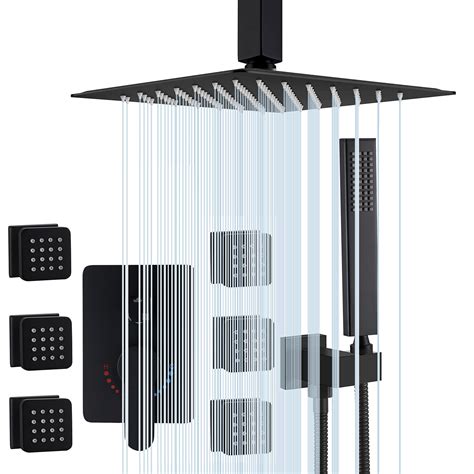 Buy Shower System With Pcs Body Jets Matte Black Shower Faucets Sets