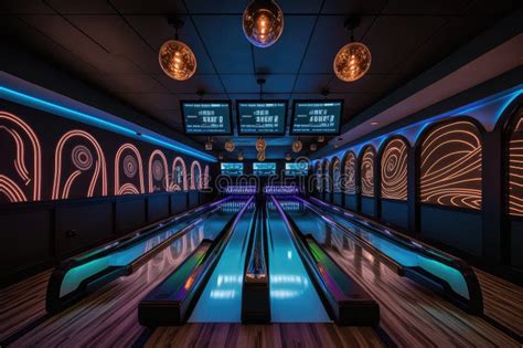 Modern Bowling Alley With Sleek Design And Technology Including