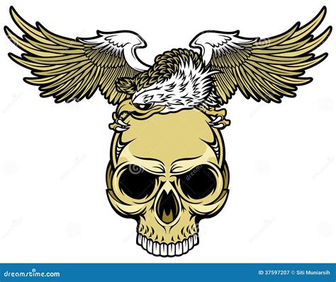 Skull Eagle Tattoo Face Design Vector Illustration