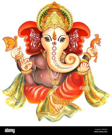 High Resolution Indian Gods Lord Ganesha Digital Painting Stock Photo