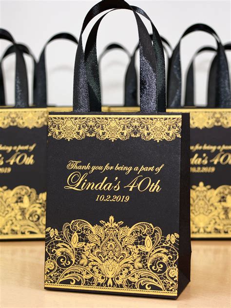 If sending a special birthday gift for boyfriend is your intent, then myflowertree is the best place to browse birthday gift ideas for boyfriend. 35 Black & Gold Birthday Party gift bags with satin ribbon ...