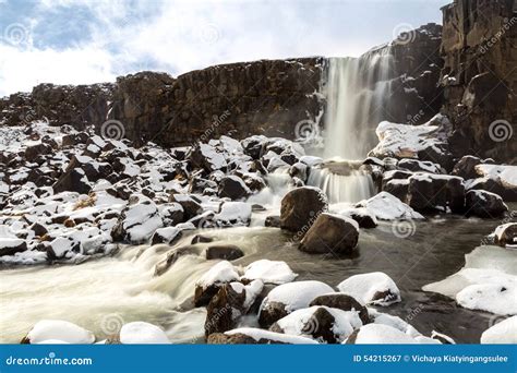 Pingvellir Waterfall Iceland Stock Image Image Of Melting Mountain